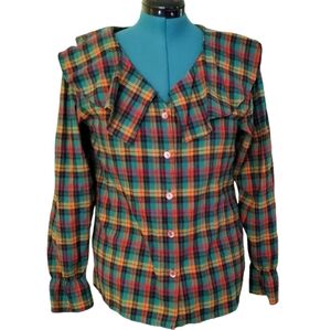 100% Cotton Flannel Blouse Size Large